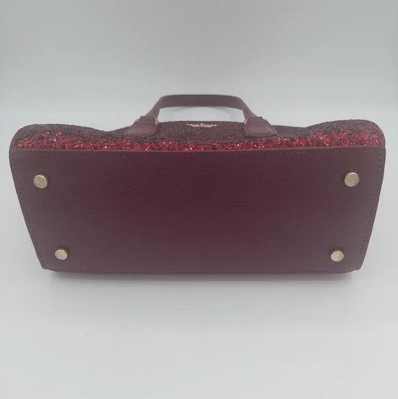 Kate Spade mini Reily Laurel Way glitter deep plum with matching card holder - Picture 8 of 12